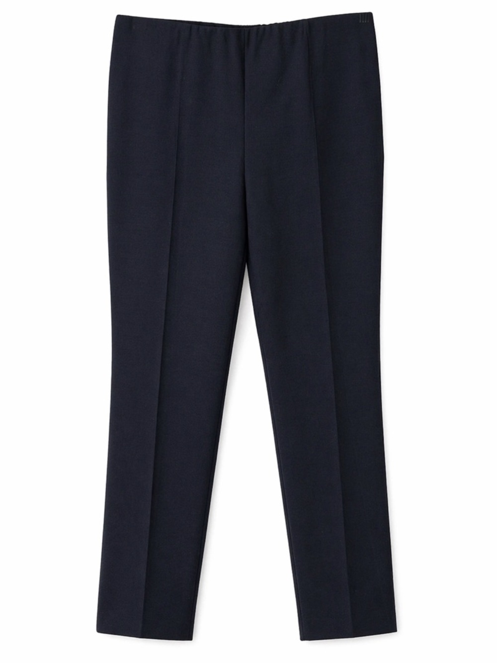 Ann Mashburn Wool Pull-On Slim Tailored Trouser Pants Navy Large Elastic Waist